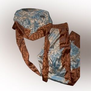 Lulumari Chocolate Orange and Sky Blue Satin Set